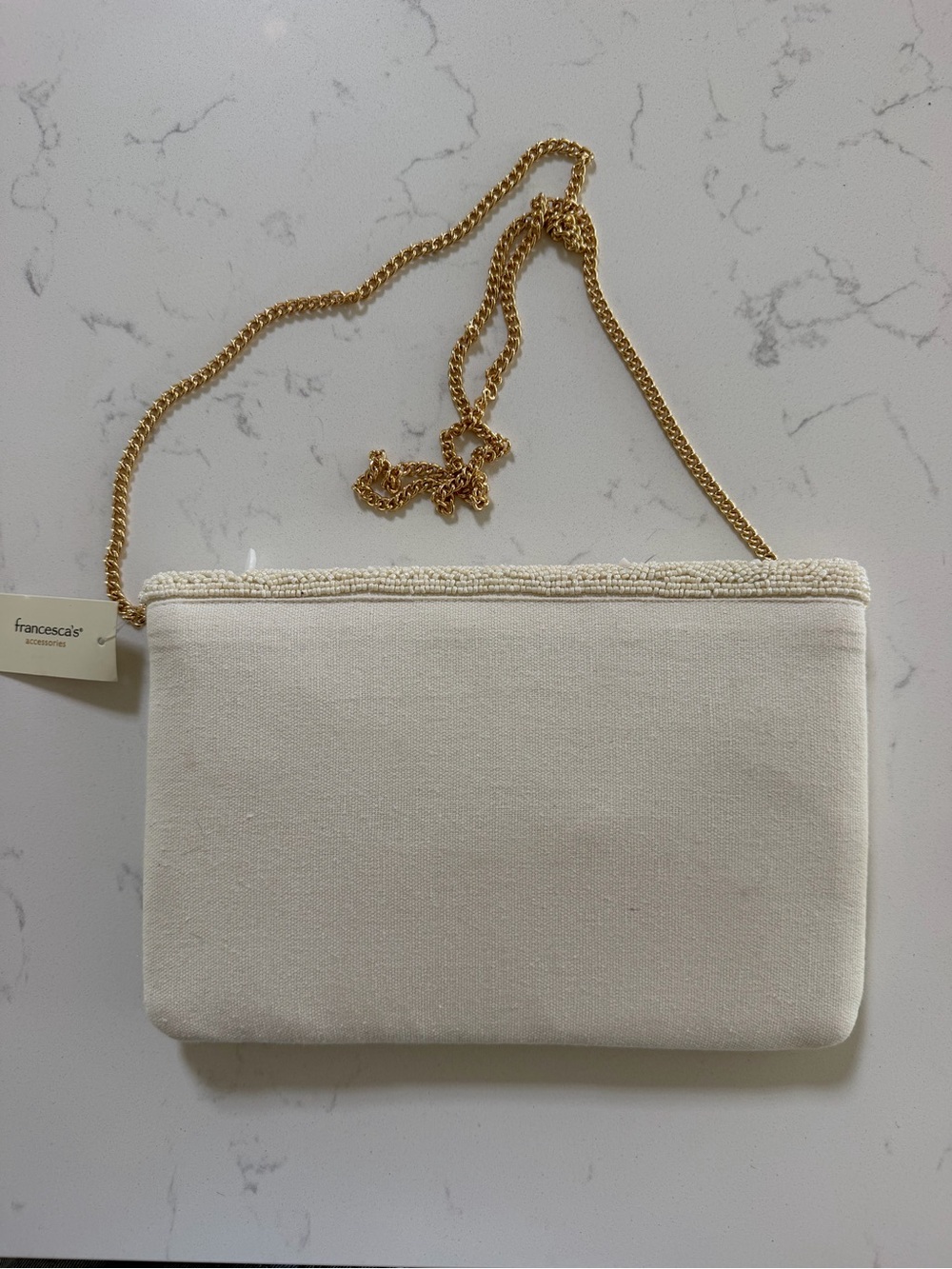 Francesca’s Beaded Floral Clutch Bag in Cream - Picture 5 of 5